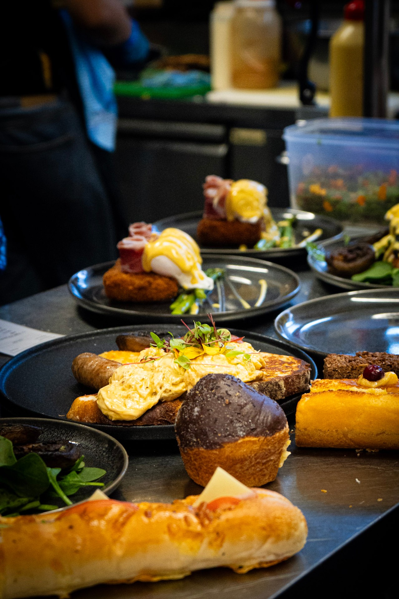 A brunch spread on the pass